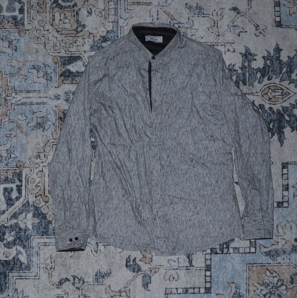 Grey patterned dress shirt size medium